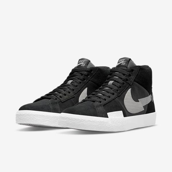 Zapatillas Skate Nike SB Zoom Blazer Mid Premium Hombre Negras Gris Blancas | NK436RBN