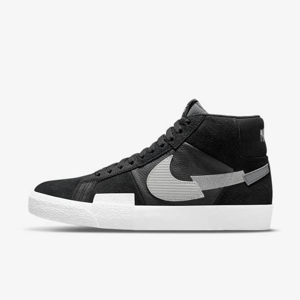 Zapatillas Skate Nike SB Zoom Blazer Mid Premium Hombre Negras Gris Blancas | NK436RBN