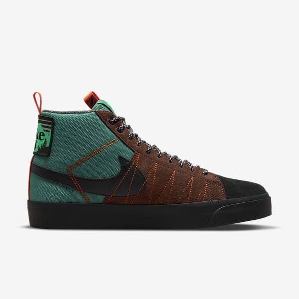 Zapatillas Skate Nike SB Zoom Blazer Mid Premium Hombre Verde Blancas Naranjas Negras | NK813VFD