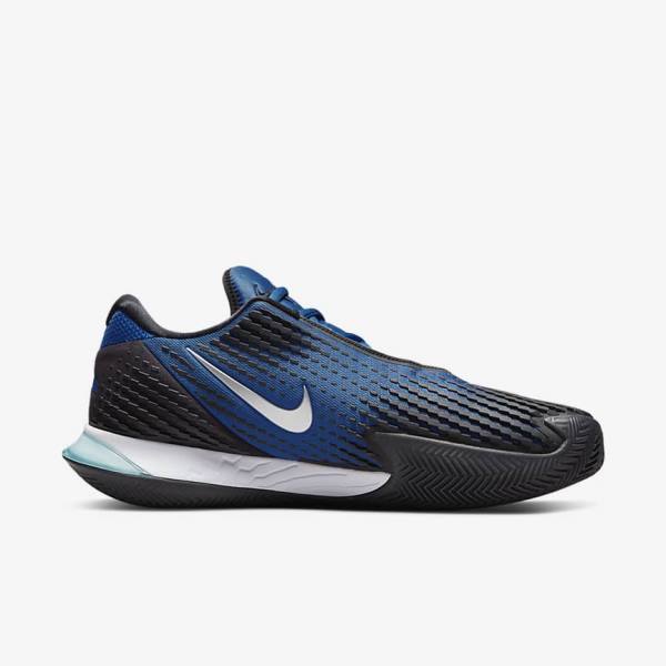 Zapatillas Tenis Nike NikeCourt Air Zoom Vapor Cage 4 Rafa Clay Hombre Azules Negras Metal Plateadas | NK705GRZ