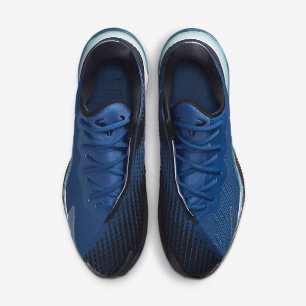 Zapatillas Tenis Nike NikeCourt Air Zoom Vapor Cage 4 Rafa Clay Hombre Azules Negras Metal Plateadas | NK705GRZ