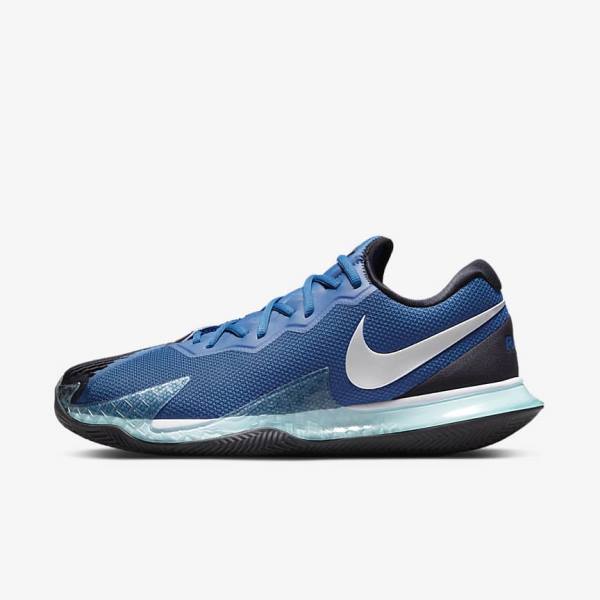 Zapatillas Tenis Nike NikeCourt Air Zoom Vapor Cage 4 Rafa Clay Hombre Azules Negras Metal Plateadas | NK705GRZ