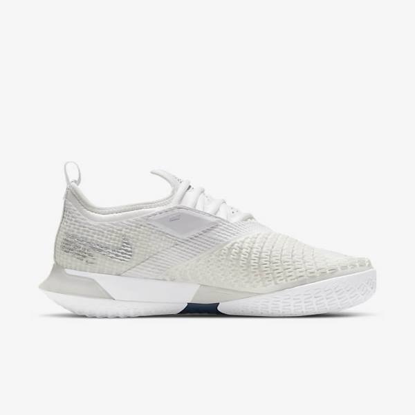 Zapatillas Tenis Nike NikeCourt React Vapor NXT Hard Court Mujer Blancas Gris Metal Plateadas | NK764KNG