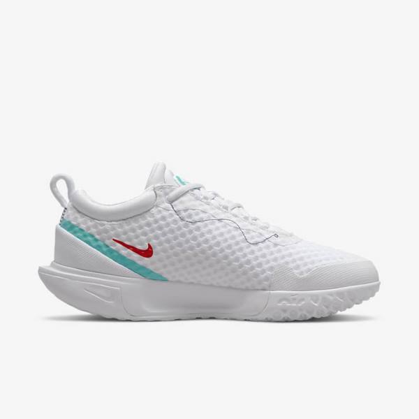 Zapatillas Tenis Nike NikeCourt Zoom Pro Hard Court Mujer Blancas Rojas Burdeos Turquesa | NK594NDS