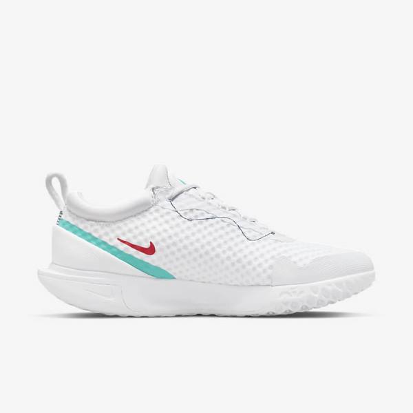 Zapatillas Tenis Nike NikeCourt Zoom Pro Hard Court Hombre Blancas Rojas Burdeos Turquesa | NK783XQO