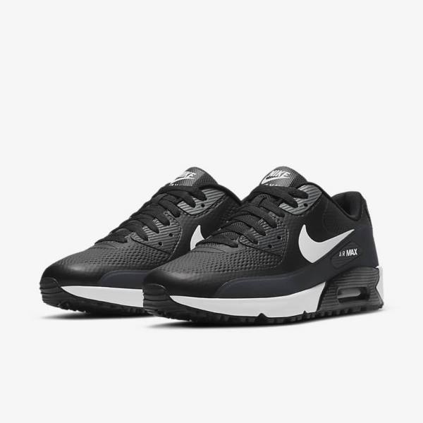 Zapatos De Golf Nike Air Max 90 G Hombre Negras Gris Oscuro Blancas | NK083ZRL