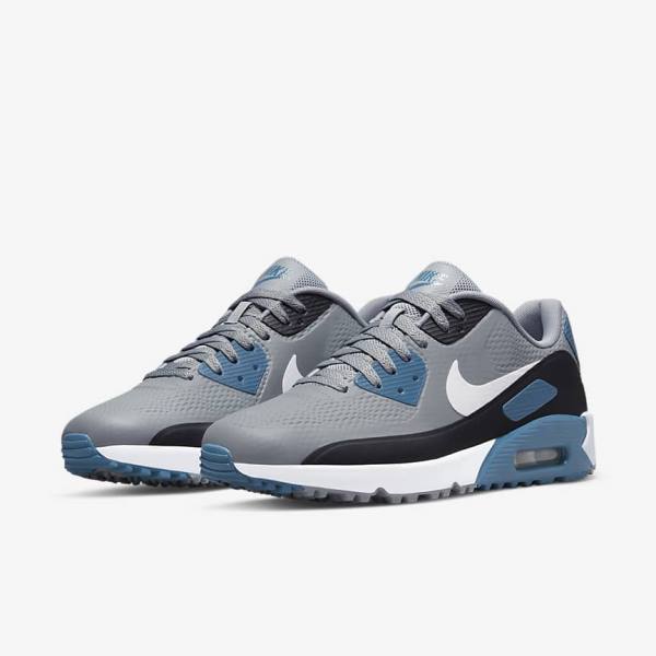 Zapatos De Golf Nike Air Max 90 G Hombre Gris Negras Blancas | NK594QKI