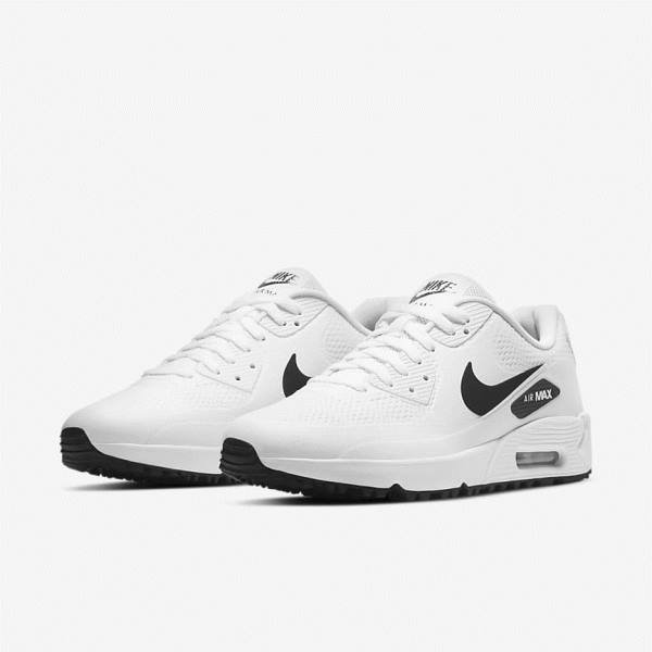 Zapatos De Golf Nike Air Max 90 G Hombre Blancas Negras | NK982OPG