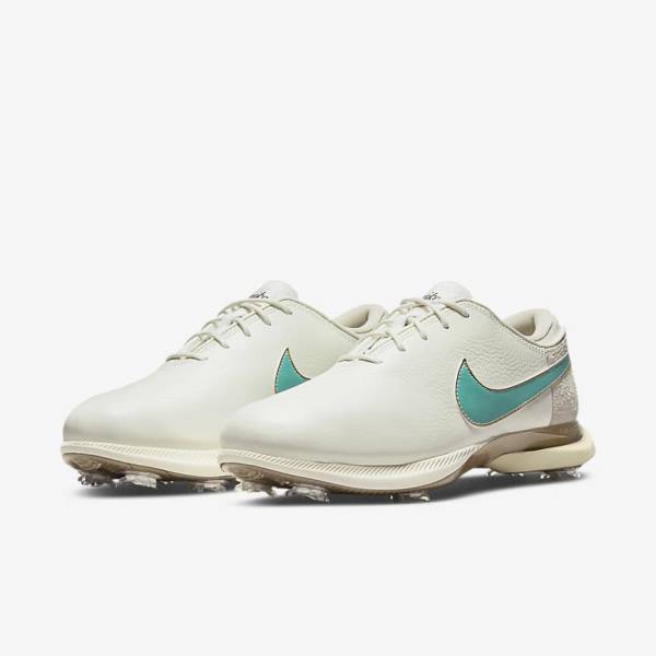 Zapatos De Golf Nike Air Zoom Victory Tour 2 Hombre Blancas Marrones Claro Turquesa | NK046SWZ