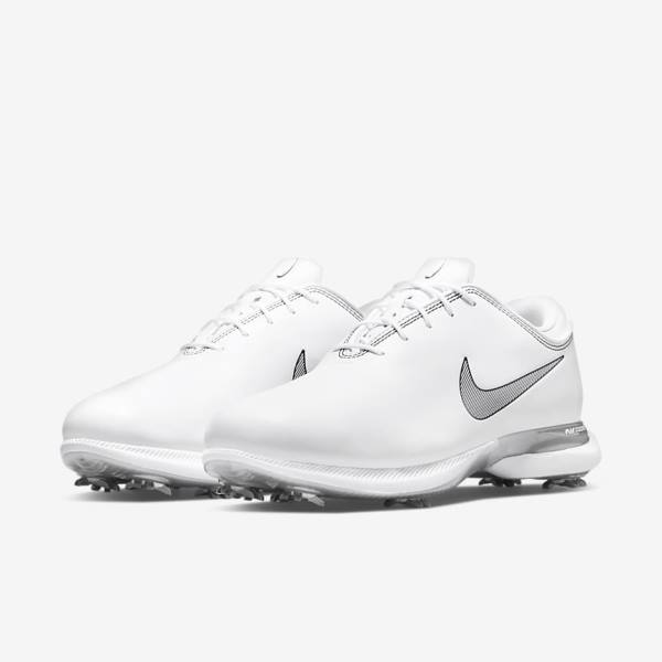 Zapatos De Golf Nike Air Zoom Victory Tour 2 Hombre Blancas Metal Plateadas Negras | NK427GLZ