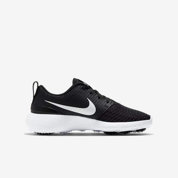 Zapatos De Golf Nike Roshe G Jr. Niños Negras Blancas Metal Blancas | NK631VKT