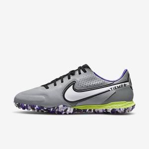 Botas de fútbol Nike React Tiempo Legend 9 Pro TF Turf Hombre Gris Claro Blancas | NK017ALE