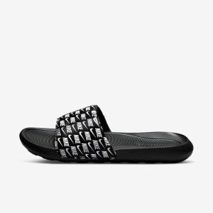 Chanclas Nike Victori One Printed Hombre Negras Blancas | NK206SHI