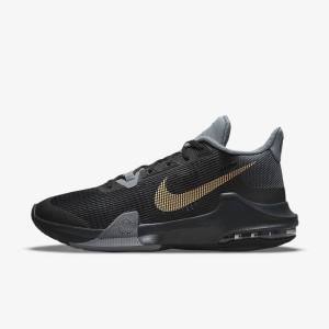 Zapatillas Baloncesto Nike Air Max Impact 3 Hombre Negras Gris Gris Oscuro Metal Doradas | NK694ACW