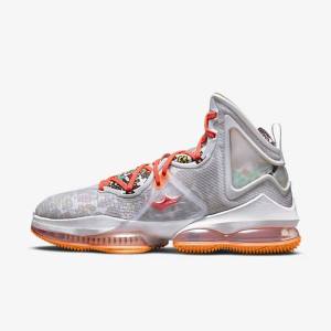 Zapatillas Baloncesto Nike LeBron 19 Mujer Gris Naranjas Rojas Claro Verde | NK436KFL