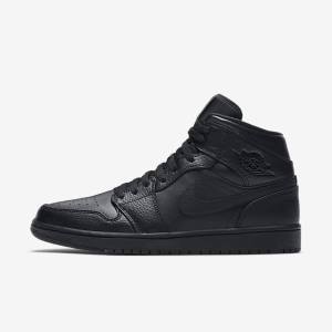 Zapatillas Nike Air Jordan 1 Mid Hombre Negras | NK941OHZ
