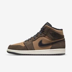 Zapatillas Nike Air Jordan 1 Mid SE Hombre Chocolate Oscuro Marrones Negras Rojas | NK374XIS