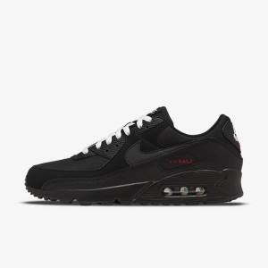 Zapatillas Nike Air Max 90 Hombre Negras Rojas Blancas | NK493IKP