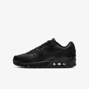 Zapatillas Nike Air Max 90 LTR Older Niños Negras Blancas | NK704OKN