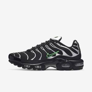 Zapatillas Nike Air Max Plus Hombre Negras Verde Metal Plateadas Negras | NK716KDS