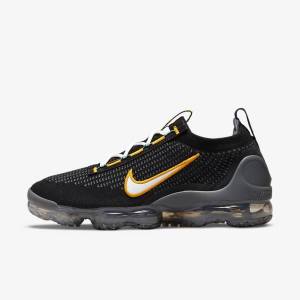 Zapatillas Nike Air VaporMax 2021 FK Hombre Negras Doradas Gris Oscuro Blancas | NK971MOG