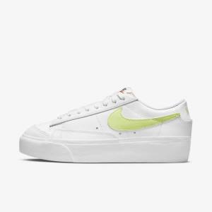 Zapatillas Nike Blazer Low Plataforma Mujer Blancas Negras Limón Claro | NK745PHW