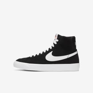 Zapatillas Nike Blazer Mid 77 Gamuza Older Niños Negras Naranjas Blancas | NK615XMO