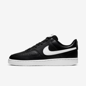 Zapatillas Nike Court Vision Low Mujer Negras Blancas | NK819HIC