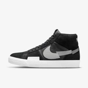 Zapatillas Nike SB Zoom Blazer Mid Premium Hombre Negras Gris Blancas | NK459VYM