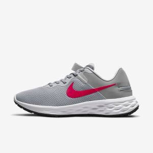 Zapatillas Running Nike Revolution 6 FlyEase Next Nature Easy On-Off Carretera Hombre Gris Claro Gris Oscuro Rojas | NK413ZAO