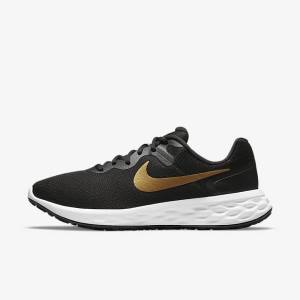 Zapatillas Running Nike Revolution 6 Next Nature Carretera Hombre Negras Blancas Metal Doradas | NK271SJF