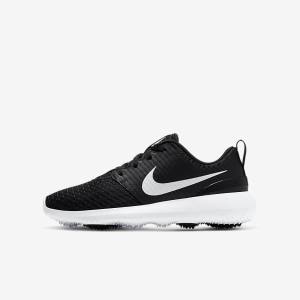 Zapatos De Golf Nike Roshe G Jr. Niños Negras Blancas Metal Blancas | NK631VKT